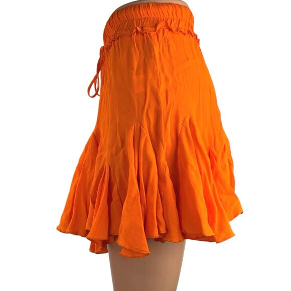 Gab & Kate Olivaceous Orange Elastic Waist Flowy Flare Mini A-Line Skirt Size S - Picture 2 of 5